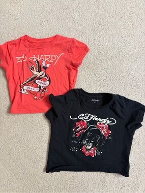 Ed Hardy Set Of Two Crop Tees M